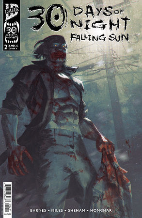 Comic book cover of '30 Days of Night: Falling Sun' with a character in a dark, eerie setting.