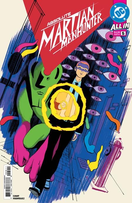 Comic book cover featuring Martian Manhunter with colorful design elements.