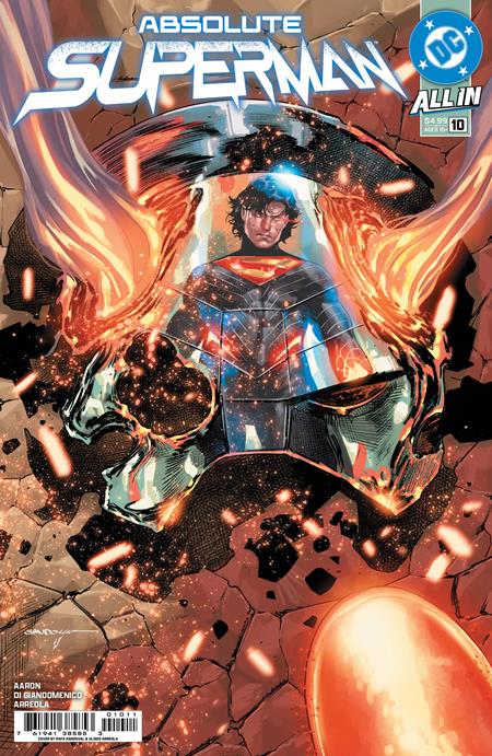 Comic book cover featuring Superman with fiery effects and 'Absolute Superman' title.