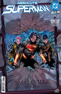 Comic book cover featuring Superman and two other characters in a dynamic pose.