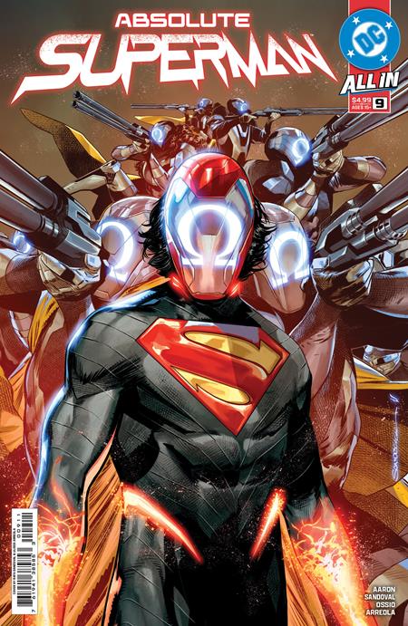 Comic book cover featuring a superhero in a dynamic pose with 'Absolute Superman' title.