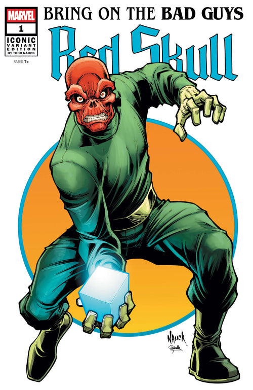 The character Red Skull lifting a cube.