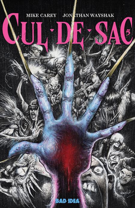 Comic book cover titled 'Cul-de-Sac' with a hand and horror-themed illustrations.