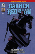 Comic book cover featuring a character on horseback with a dark blue background