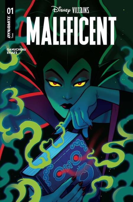 Comic book cover of Disney Villains Maleficent with stylized artwork and text.