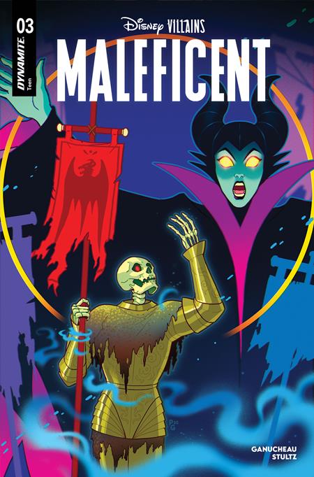 Comic book cover featuring Disney Villains Maleficent with a dark and colorful design.