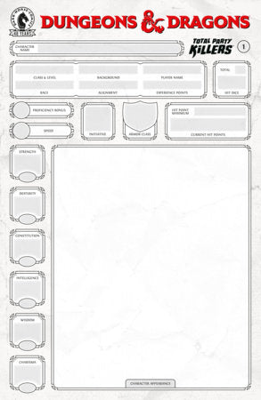DUNGEONS & DRAGONS TOTAL PARTY KILLERS #1 CVR E BLANK COVER CHARACTER SHEET VARIANT