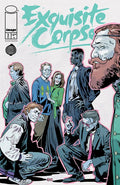 Comic book cover of 'Exquisite Corpse' with characters in formal attire.