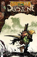 Comic book cover featuring a character in a survival scenario with text 'Godzilla: Escape the Dead Zone'.