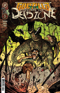 Comic book cover featuring a creature and a person in a distressed state, with 'Godzilla: Escape the Dead Zone' branding.