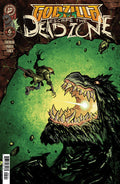 Comic book cover featuring Godzilla and a creature in a green and brown color scheme.