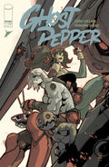 Comic book cover featuring two characters in a dynamic pose with mechanical elements.