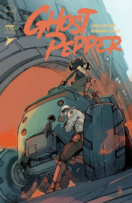 Comic book cover of 'Ghost Pepper' with characters on a vehicle.