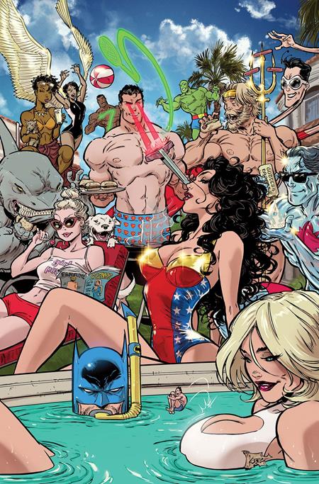 JUSTICE LEAGUE UNLIMITED #21 CVR F KAARE ANDREWS SWIMSUIT CARD STOCK VARIANT