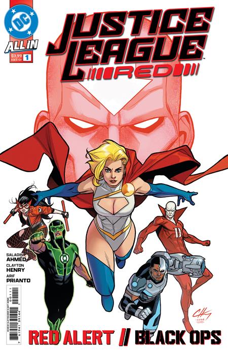 Comic book cover featuring superhero characters with 'Justice League Red' title