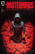 Comic book cover titled 'Masterminds' with a hooded figure and red background.