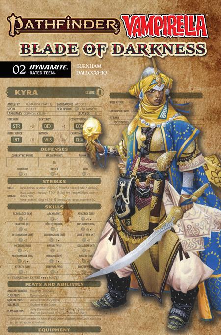 PATHFINDER VAMPIRELLA BLADE OF DARKNESS #2 CVR C WAYNE REYNOLDS CHARACTER SHEET VARIANT