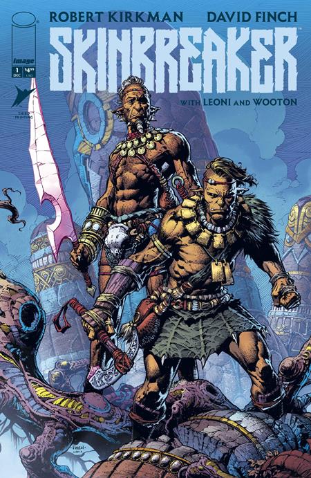 Comic book cover featuring two warriors with a sword, titled 'Skinbreaker' by Robert Kirkman and David Finch.