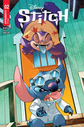 Comic book cover featuring a character from 'Lilo & Stitch' with a colorful background.