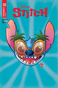 Comic book cover featuring a stylized character with a blue background and 'Disney Stitch' branding.