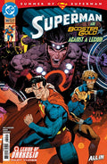 Comic book cover featuring Superman and Booster Gold against a Legion character, with DC logo at top.