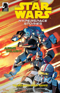 Comic book cover of 'Star Wars: Hyperspace Stories' featuring characters in action poses.