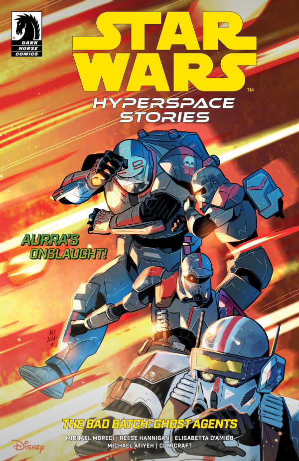 Comic book cover of 'Star Wars: Hyperspace Stories' featuring characters in action poses.