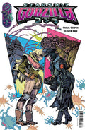Comic book cover featuring two characters facing each other with colorful background