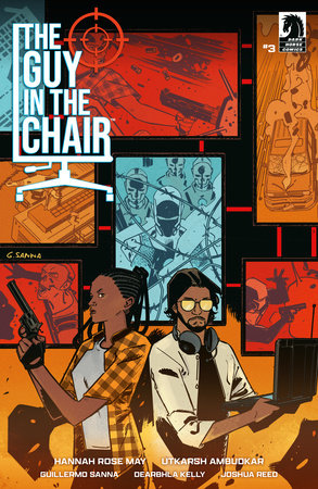 Comic book cover titled 'The Guy in the Chair' with characters and action scenes.